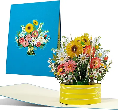 Tarjeta de Felicitación con ramo de Flores 3D, Tarjeta Emergente Alegre y Colorida, Tarjeta de Cumpleaños, de Recuperación, de Agradecimiento, Vales, F24  