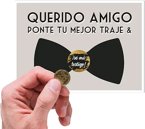 Tarjeta Testigo boda Hombre | Tarjeta Rasca Testigos Novio Amigos | Anuncio Boda  