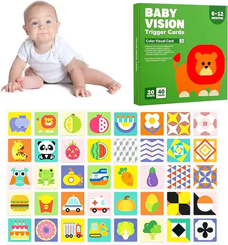 Tarjetas de Actividad de Aprendizaje de Estimulación Visual,Tarjeta Flash para Bebé de Alto Contraste,Tarjetas Bebe Estimulacion Visual de Alto Contraste,Tarjetas Flashcards Juguetes Bebes 6-12 Meses  