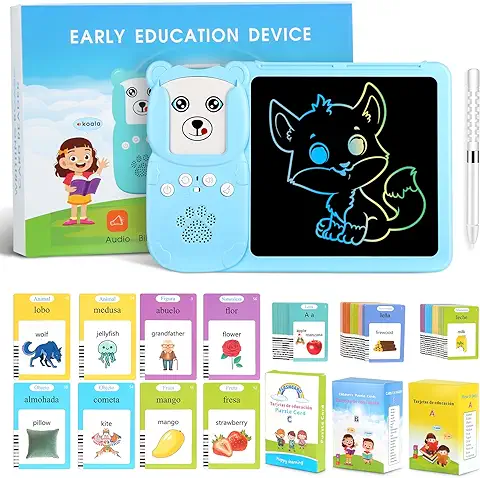 Tarjetas Flash Parlantes (Bilingüe Inglés Español) Juguetes Educativos Montessori Infantiles para de 2 3 4 5 6 Años, Cuenta con 225 Tarjetas de Doble y 510 Palabras  