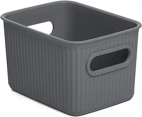 Tatay Caja Organizadora Rectangular Baobab, 1.5L de Capacidad, de Polipropileno, Libre de BPA, Color Gris Antracita, Medidas 12.5 x 16.4 x 10 cm  