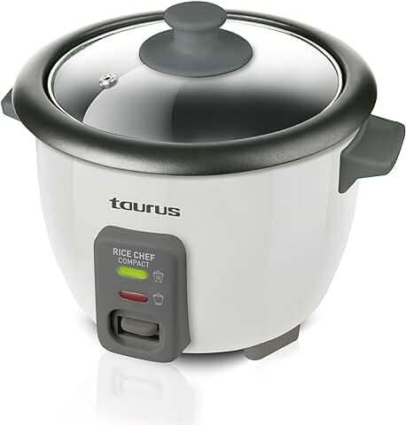 Taurus RICECHEFCOMPCT Arrocera Rice Chef Compact 300W, 0.6L, 2-3 Raciones, 300 W, 0.6 Litros, Plástico, Blanco  