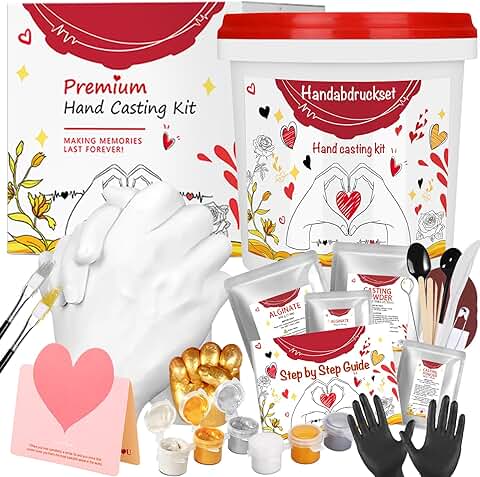 TAVADA 3D Kit Huella Niños Familias Adultos,Kit 3D Completo Alginato,Moldes de Manos y Yeso Envase y Herramientas,Kit de Moldeo A Mano,Regalos Originales para Amigos  