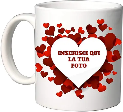 Taza de Cerámica Personalizable con foto en el Corazón Amore  