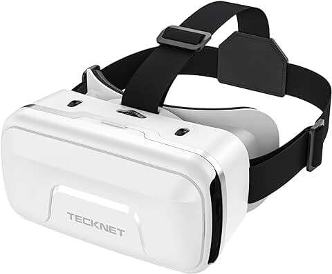 TECKNET Gafas de Realidad Virtual 3D para Teléfonos Móviles, Gafas de Realidad Virtual con HD 110° FOV, Antiluz azul y Engranajes Ajustables, Cómodas Gafas de Realidad Virtual para IPhone, Samsung y  