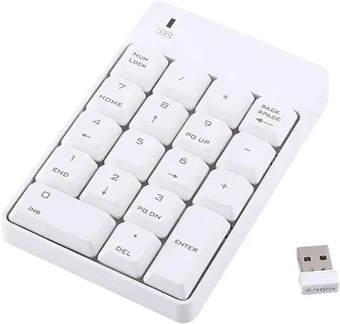 Teclado Numérico Inalámbrico, Mini Portátil Ergonómico Receptor USB Oficina Cálculo Número Computadora Inalámbrico Keypad PC Ordenador Escritorio Notebook Externo Cable 18Tecla Tecladopara Data Entry  