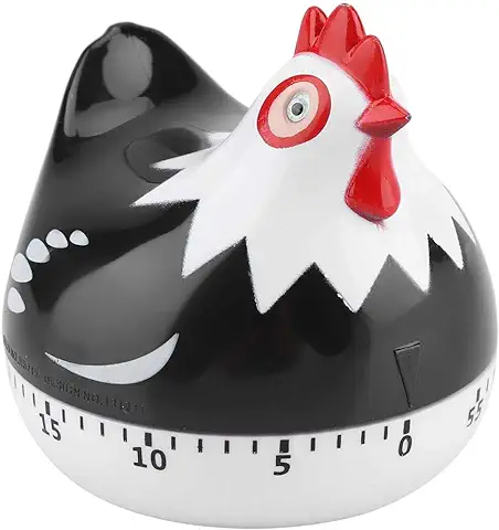 Temporizador de Cocina Lovely Chicken Shape Alarma Mecánica Gadgets Cuenta Atrás Reloj Recordatorio Mini Cooking Timer Alarm 55 Minutos para Cocinar Hornear(Black)  