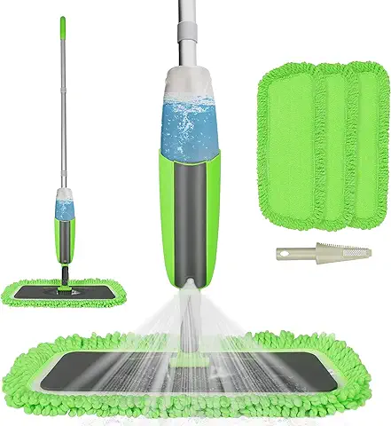 Tencoz Mopa Fregona, Spray Mop Mopa con Pulverizador, Trapeador de Piso con 3 Trapo y 300ML Botella de Spray Recargable para el Hogar, Cocina, Madera Dura, Madera  