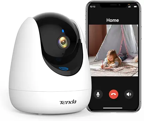 Tenda Cámara Monitoreo WiFi Interior 2K Cámara 360° Conectada Smartphone Detección de Gritos/Humano AI Seguimiento Inteligente Sirena Audio Bidireccional Alexa para Bebé/Animales CP3Pro  