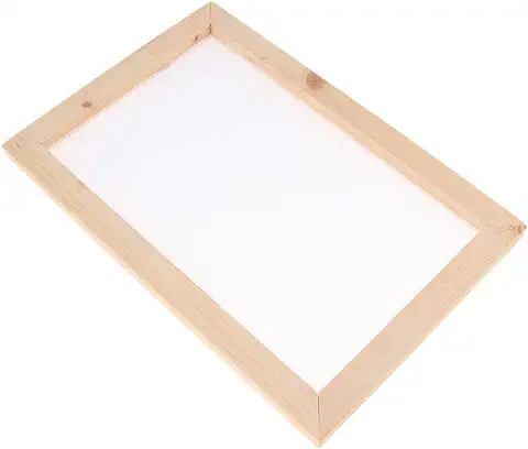 Tenlacum - Marco Rectangular de Madera Natural con Malla para Papel Reciclado de Papel para Hacer Flores Secas, Manualidades y Manualidades (25 x 34 cm)  