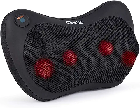 TENZO® Cojín de Masaje para Hombros, Espalda - Masaje Shiatsu Multidireccional - Termoterapia por Infrarrojos - Almohada Masajeadora Eléctrica para Alivio del Dolor Muscular en casa o Oficina  