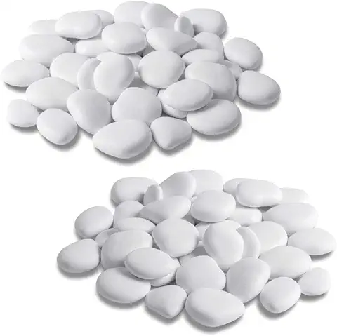 Teraplast - Piedras Decorativas para Macetas, Jardines, Acuarios, Terrarios y Modelismo, Plástico Reciclado, 2 Paquetes, Tamaño Pequeño, Bianco  