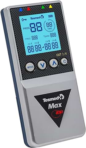 Tesmed MAX 830 con 20 Electrodos Electroestimulador Muscular Profesional: Máxima Potencia, Abdominales, Mejora Muscular, Contracturas, Imperfecciones, Masajes tens  