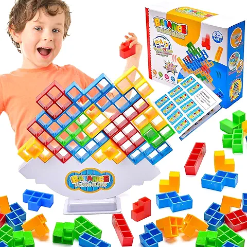 Tetra Tower Juego, 64 Piezas Bloques de Tetris, Juguetes Apilables de Equilibrio, Tetra Tower Game para Niños, Tetris Tower Juguetes de Montessori para Niños y Niñas como Juguetes Educativos 3 Años+  