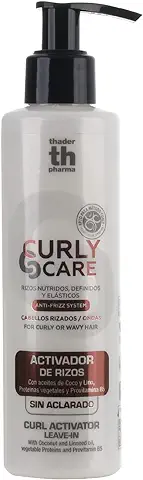 Thader TH Pharma Curly Care Activador de Rizos sin Aclarado con Aceites de Coco y Lino, Proteínas Vegetales y Provitamina B5, 200 ml  