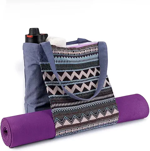 Thermikoa Bolsa Esterilla Yoga - Funda Esterilla Yoga - Bolso Mujer - Yoga Mat Bag - Tote Bag para Transportar la Colchoneta de Yoga, Pilates o Gimnasia - Ligera, Espaciosa y Práctica (Azul)  