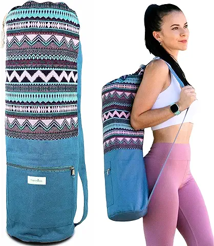 Thermikoa Funda Esterilla Yoga, Bolsa para Colchoneta o Mat de Yoga con Bolsillo, Totte Bag para Transportar la Colchoneta de Yoga, Pilates o Gimnasia, Ligera, Espaciosa y Práctica, Accesorios Yoga  