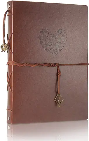 ThxMadam Scrapbook Cuero Álbum de Fotos Álbumes de Recortes Libro de Visitas de Boda con 60 Páginas Negras para Regalo de Valentín Día de Aniversario Navidad Cumpleaños para Esposa Hija Madre  