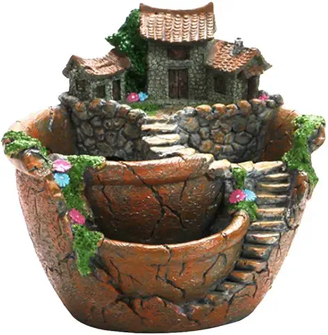 Tianbi Maceta de Plantas Creativas Maceta de Plantas Suculentas DIY con Casa Dulce Mini Maceta de Flores de Jardín de Hadas Contenedor para Decoración de Vacaciones de Jardín Al Aire  