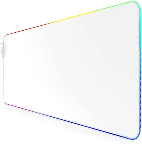 Titanwolf - Alfombrilla para Ratón Gaming RGB - Mouse Pad 800 x 300 mm - LED Multicolor 7 Colores - 4 Modos de Efectos - Mejora Precisión y Velocidad - Superficie Inferior de goma – Motivo Total White  