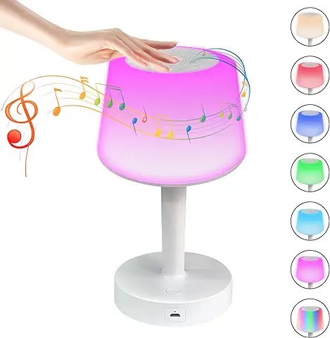 Tivifore - Lámpara de Noche, luz Nocturna LED con 13 Colores Cambiantes, RGB Lámpara de Noche Táctil, Bluetooth Música Lámpara de Mesa, Altavoz Bluetooth, con Control Táctil, Multicolor  