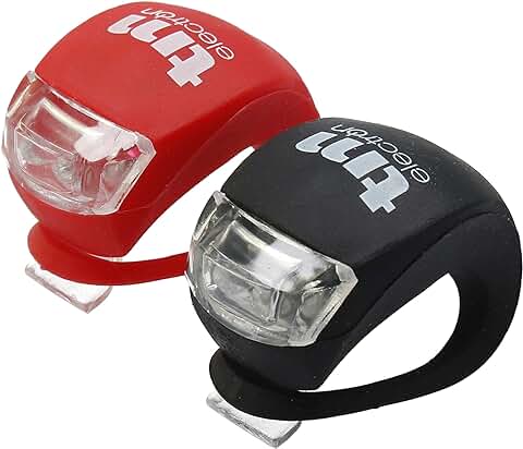 TM Electron TMTOR003 Set de Luces LED Frontal y Trasera de Silicona Impermeable para Bicicleta con 3 Modos  