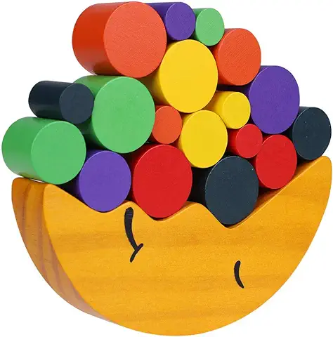 Tnfeeon Juego de Equilibrio Lunar, Bloques de Apilamiento de Madera Juego de Equilibrio Juego de Clasificación Juguete de Equilibrio Luna Juguetes Educativos para Niños  