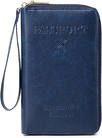 Toctax Reisepass Hülle, Reisepasshülle,Reiseunterlagen Mappe,Reisepass Tasche Leder,Passport Holder für Damen Herren,Ausweis Etui,Kreditkarten Etuis, Azul Oscuro A.  