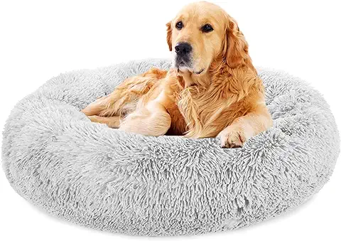 TOHDNC Cama para Gato Cama Perro, 60CM Redonda Felpa Relajante Camas de Gatos Perros con Antideslizante Lavable para Pequeños Medianos Perros y Gatos (Gris Claro)  