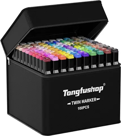 Tongfushop 100 + 2 Marcadores, Rotuladores de Alcohol de Doble Punta, Secos en 2 Segundos, para Pintura, Dibujo, Diseño, Representación, Cartas, Carteles, Libros De Colores, Junta Impermeable  