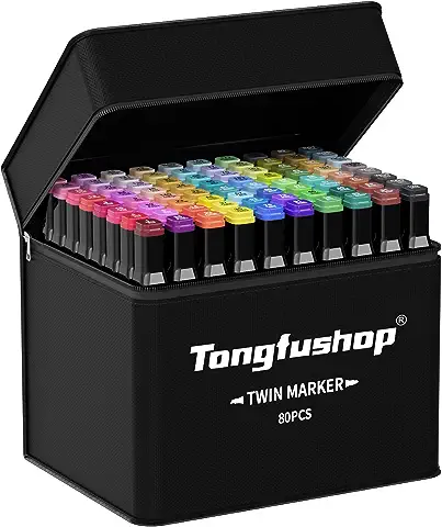 Tongfushop Rotulador de 80 Colores, Rotuladores de Alcohol, Rotulador Doble Punta, Rotuladores Graffiti y Art Sketch Rotuladores Adecuado para Principiantes Creativos y Artista  