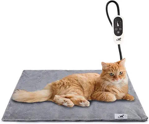 Toozey Manta Eléctrica para Perros y Gatos Interior, Ajustable Temporizador y Temperatrue Almohadilla Calefactora para Mascotas Gatos y Perros Recién Nacidos/Pequeños/Ancianos S (45 * 40cm)  