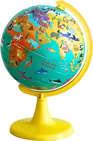 TOPGLOBE Globo Educativo 15cm "Mi Mundo Salvaje" Con Rompecabezas De 100 Piezas. Girando, Girando, Jugando, Descubriendo Animales En La Tierra. Para El Hogar Y La Escuela.  