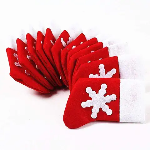 TOPWAYS® Decoración Navidad Cena, Navidad decoración de la mesa calcetines de Navidad cubiertos bolsillos soporte 12 pcs