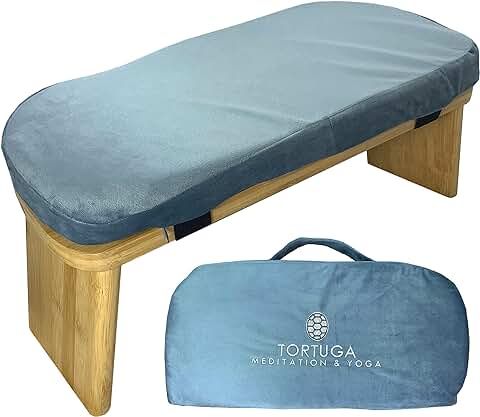 TORTUGA MEDITATION & YOGA - Banco de Meditación Plegable 100% de Bambú Orgánico - Pack Completo: Bolsa para Transportar, Cómodo Cojín - Mejora la Postura  