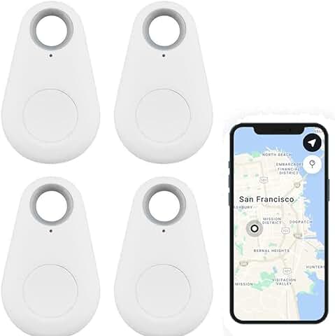 TOTMOX 4x Smart Tracker Key Finder Localizador Bluetooth Inalámbrico Anti Pérdida Alarma Sensor Dispositivo Control Remoto para Niño Localización Teléfono Carteras Equipaje Artículo Finder, Blanco  