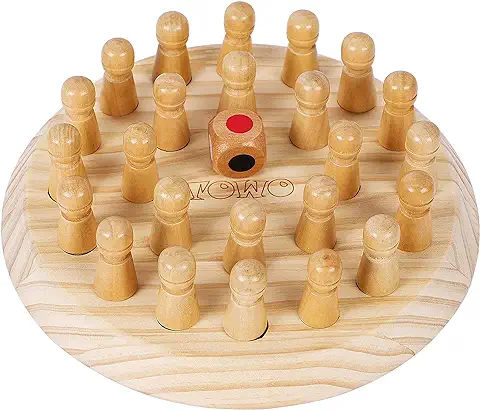 TOWO Juego de Memoria de Madera con 24 Piezas y un Dado de Madera - Tablero de Juegos de Mesa para Niños y Adultos - Juego Familiar de Parejas Educativo de Concentración Niños para el Aire Libre