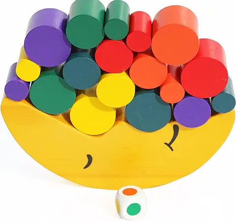 TOWO Juguete Apilador de Madera - Juego de Equilibrar la con los Bloques de Construcción para Aprender los Colores, a apilar y Contar - material montessori juego educativo rompecabezas