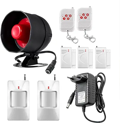 TOWODE Sistema de Alarma para el Hogar Inalámbrico Kit Antirrobo Sistema de Alarma de Seguridad con Sirena 115dB, Sensor de Alarma de Puerta, Sensor de Movimiento y Mando a Distancia  