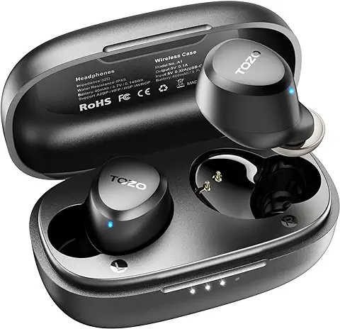 TOZO Auriculares Inalámbricos, A1 Mini Auriculares Bluetooth 5.3 con HD Micrófono, Cascos Inalambricos Bluetooth Sonido Premium Inmersivo, Reproducción 32H, (Compatible para Orejas Pequeñas), Negro  