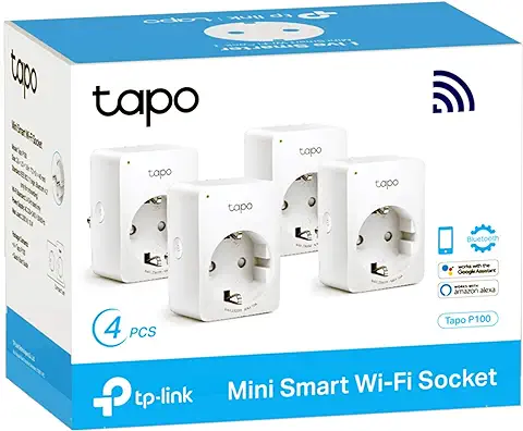 TP-Link Tapo P100 (4-Pack) - Mini Enchufe Inteligente Wi-Fi, óptimo para Programar el Encendido/apagado y Ahorrar Energía, no Necesita HUB, Compatible con Alexa y Google Home  