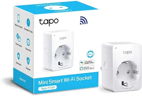 TP-Link TAPO P100 - Wi-Fi Mini Smart Plug, Ideal para Agendar Ligar/desligar y Economizar Energía, si Necesita HUB, Compatible con Alexa y Google Home, cor Branca  
