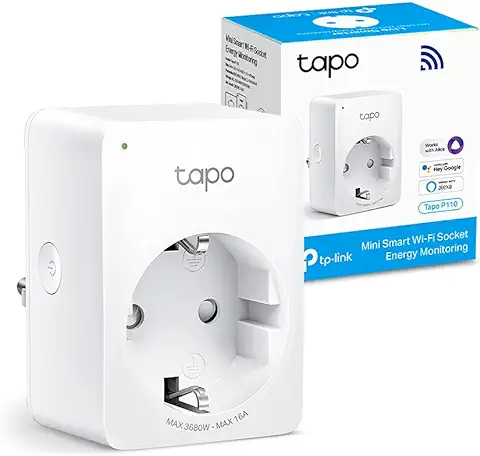 TP-Link Tapo P110 - Mini Enchufe Inteligente Wi-Fi (con Monitoreo Energético) ,Programar el Encendido/Apagado, Ahorro Energía, Compatible con Alexa y Google Home  