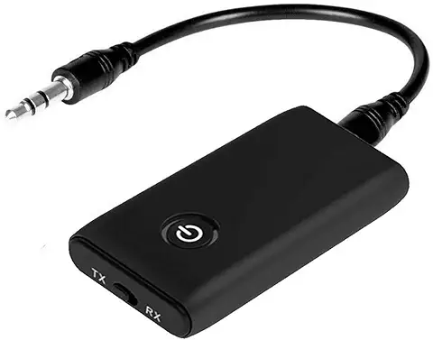 Transmisor Bluetooth 5.0 con Adaptador Jack 3.5 mm de Audio - para TV, Coche, Auriculares, Altavoces 2 en 1. Emisor y Receptor de Música en Baja Latencia  