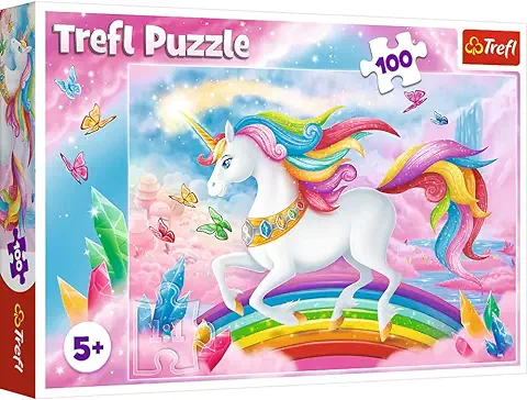 Trefl 100 Piezas, para Niños a Partir de 5 Años Puzzle, Single, Color en el Mundo de Cristal de los Unicornios, Kristallwelt Der Einhörner  