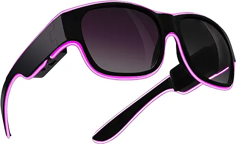 TrendGeek Gafas de Fiesta Light para Fiestas en Clubes Nocturnos - Carga USB, 3 Modos de luz, 7 Horas de Brillo Continuo - Gafas Inalámbricas con EL Light TG-127 (Rosa)  