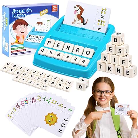 Tsokize Montessori Juguetes Educativos Niños 3-8 Años, Juguetes Scrabble Español/Aprende a Leer y Aprende Juguetes Aritméticos  