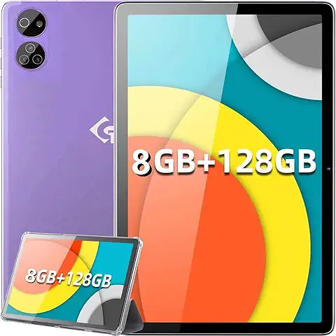 TYD Tablet Android de 10,1 Pulgadas, 8 GB + 128 GB (1 TB TF), Octa-Core, 2,5 GHz, Cámara de 8 MP+13 MP, 4 G LTE, WiFi, Type-C, (Morado) (128 GB, Purple)  