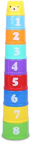 TYPHEERX Vasos Apilables, 9 Piezas con Letras y Números, taza Plegable, Juguetes para Bebés y Niños, Juguete Educativo (color al Azar)  