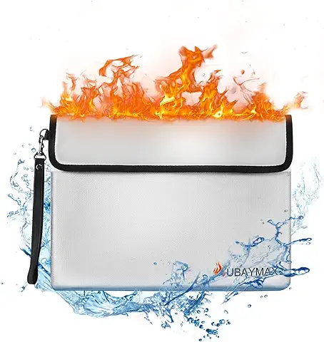 UBAYMAX Bolsa Ignífuga para Documentos 34x24cm Resistente Bolsa de Almacenamiento a Prueba de Fuego Agua para Proteger Dinero Pasaporte Objetos de Valor Joyas Documento Impermeable Bolsa de Seguridad  